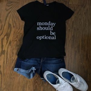 ‘Mondays should be optional’ black graphic tee